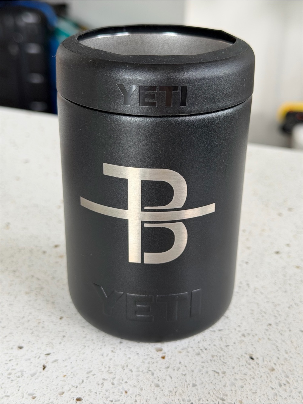 YETI Rambler 12 oz Colster Can Cooler - customized initials “TB”